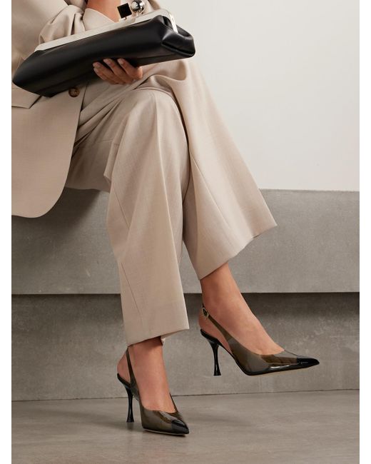 Gianvito Rossi Black 85 Patent Leather-Trimmed Pvc Slingback Pumps