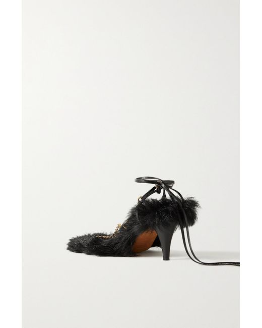 KHAITE The Marion shearling-lined 75mm sandals - Black