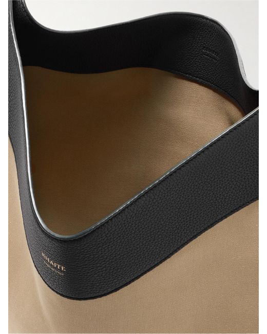 Khaite Black Lotus Kleine Tote Aus Canvas Mit Besätzen Aus Strukturiertem Leder