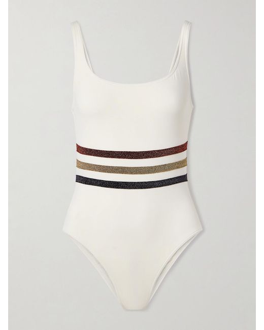 Eres White Irisée Radieux Metallic Striped Swimsuit