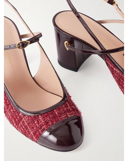 JENNIFER CHAMANDI Pink Mattia 65 Leather-Trimmed Tweed Pumps