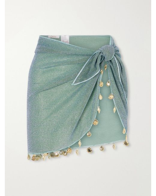Oseree Blue Lumière Embellished Lurex Pareo