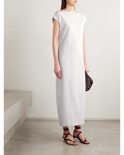 Khaite White Ayame Open-Back Cotton-Canvas Midi Dress