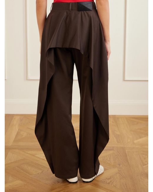 Loewe Brown Cotton And Silk-Blend Gabardine Wide-Leg Pants
