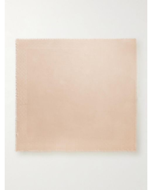 Gucci Natural Frayed Wool And Silk-Blend Jacquard Scarf
