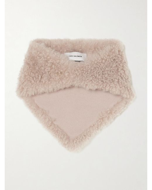 Yves Salomon Natural Shearling And Wool Scarf