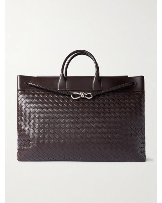Bottega Veneta Black Avenue Maxi Leather-Trimmed Intrecciato Tote