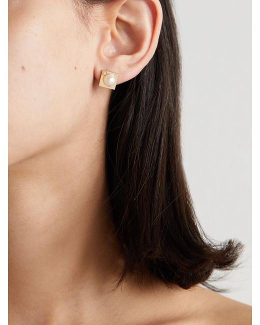 Mizuki Natural 14-Karat, Diamond And Pearl Earrings