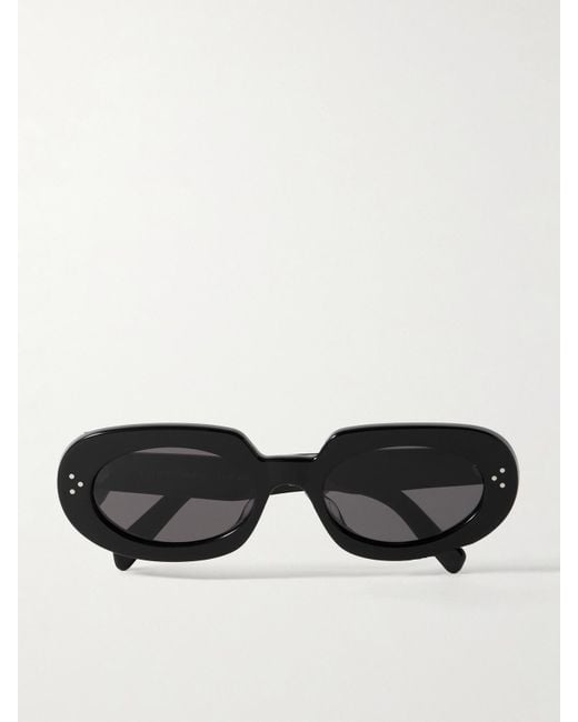 Céline Black Bold Oval-Frame Acetate Sunglasses