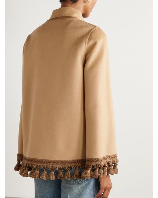 Valentino Garavani Natural Tasseled Wool And Cashmere-Blend Jacket