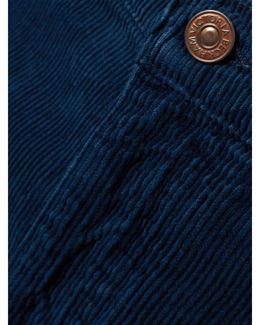 Victoria Beckham Blue Cotton-Corduroy Straight-Leg Pants
