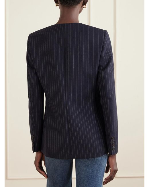 Nili Lotan Blue Gertrude Pinstripe Wool-Twill Jacket