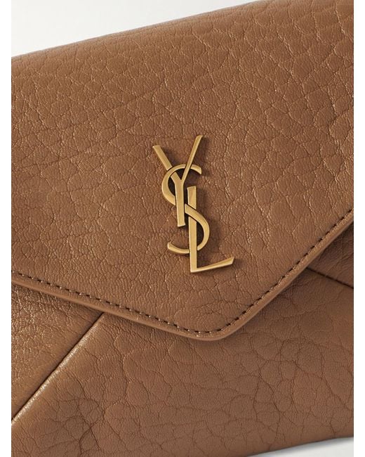 Saint Laurent Brown Cassandre Mini Textured-Leather Shoulder Bag