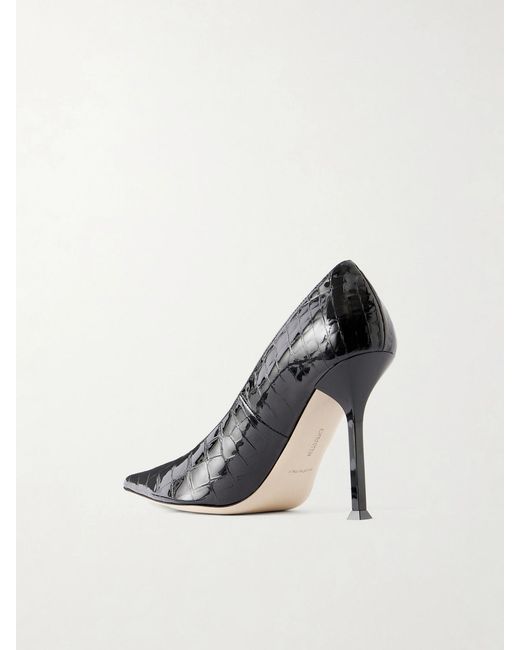 Christen Black Helix 95 Croc-Effect Patent Leather Pumps