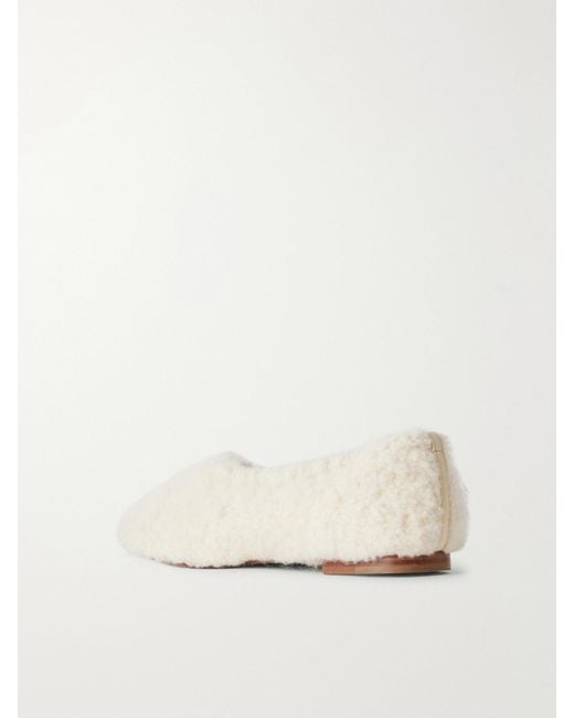 Gabriela Hearst Natural Fleur Leather-Trimmed Shearling Ballet Flats