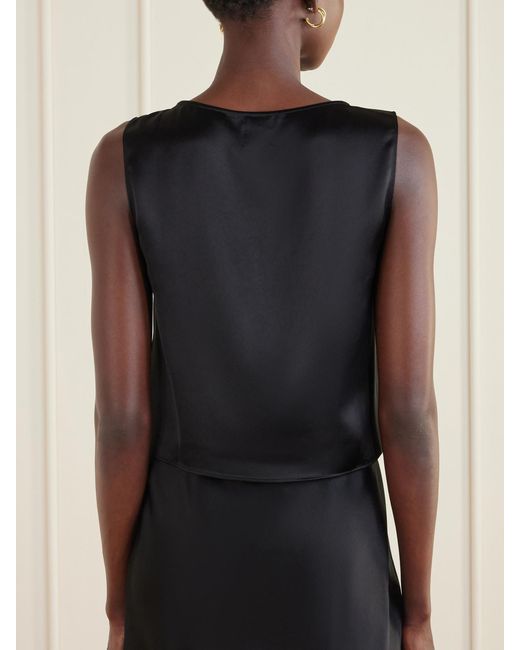 Leset Black Barb Satin Tank Top
