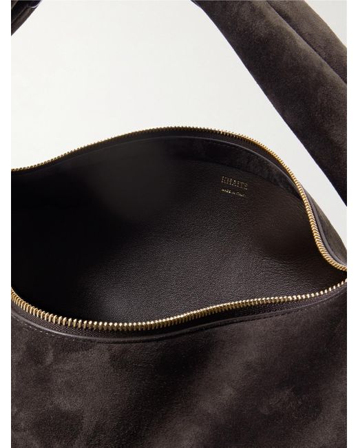 Khaite Black Olivia Mittelgroße Tote Aus Veloursleder