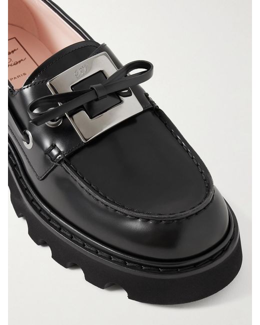 Roger Vivier Black Viv Rangers Buckled Leather Loafers