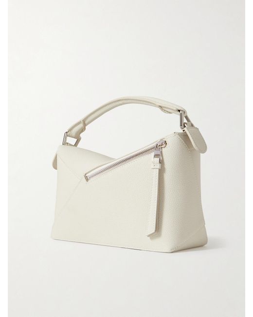 Sac Porté Épaule En Cuir Texturé Puzzle Edge Small Loewe en coloris White