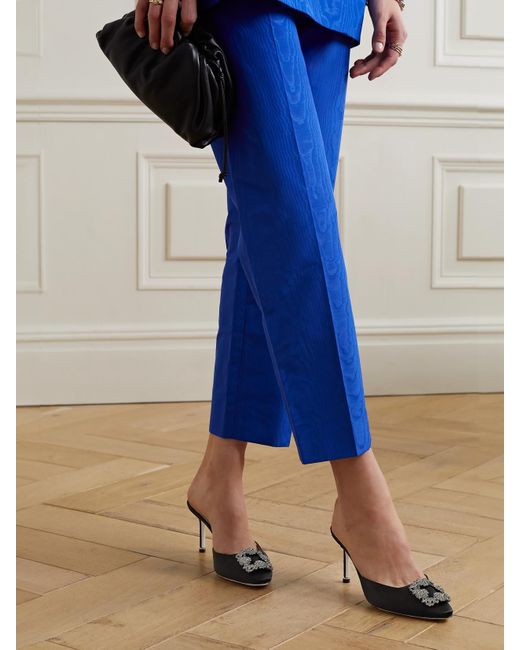 Manolo Blahnik Black Hangisimu 70 Mules Aus Satin Mit Verzierung