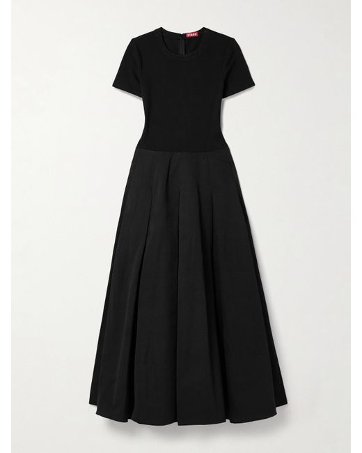 Staud Black Hopper Stretch-Jersey And Pleated Faille Maxi Dress