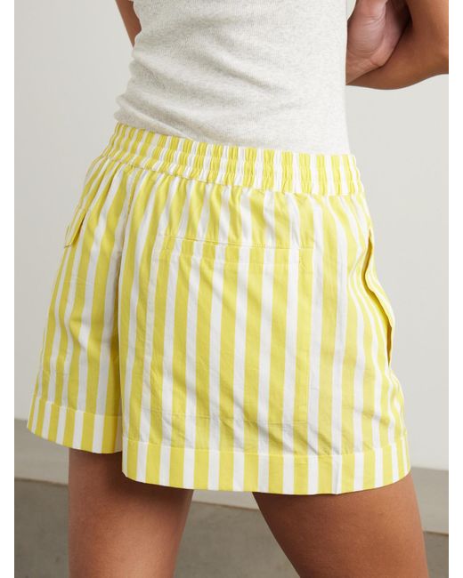 Suzie Kondi Metallic Banker Striped Cotton-Poplin Shorts