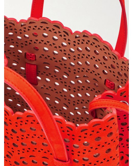 Alaïa Red Mina 20 Laser-Cut Leather Tote