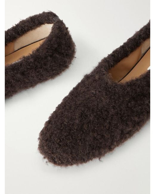 Gabriela Hearst Brown Emperor Leather-Trimmed Plush Ballet Flats
