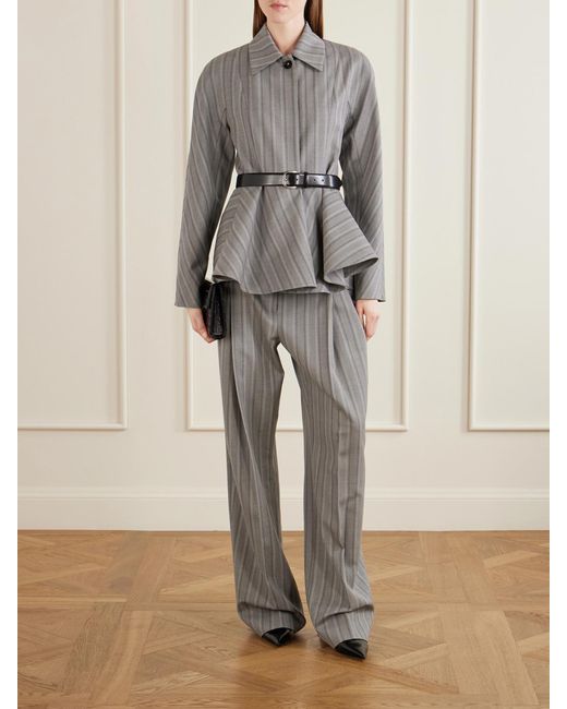Stella McCartney Gray Striped Flared Wool Blazer