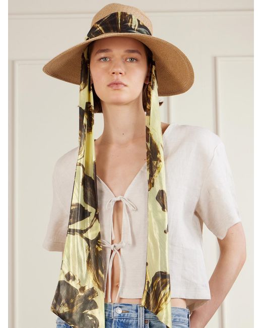 Eugenia Kim Natural Cassidy Satin-Trimmed Straw Hat
