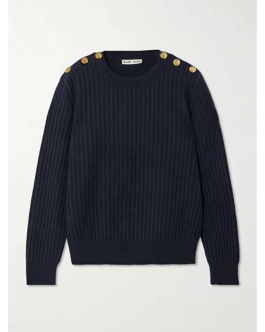 Pull En Laine Et Cachemire Mélangés À Mailles Torsadées Et À Boutons Highland Blazé Milano en coloris Blue