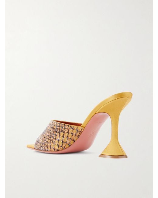 AMINA MUADDI Natural Lupita Crystal-Embellished Printed Leather Sandals