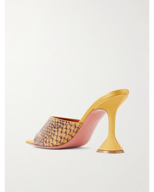 AMINA MUADDI Natural Lupita Crystal-Embellished Printed Leather Sandals