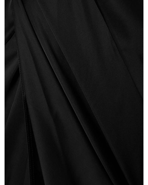 Rick Owens Black Draped Satin Midi Wrap Dress