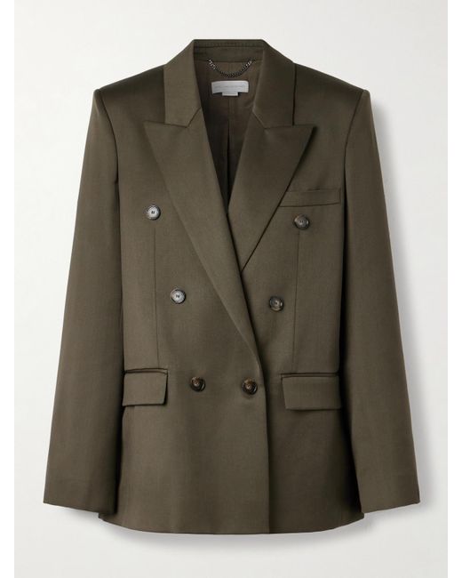 Stella McCartney Green Double-Breasted Wool-Crepe Blazer