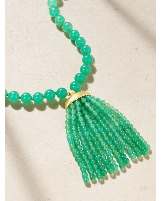 Irene Neuwirth Green Gumball Tassel 18-Karat Chrysoprase Necklace