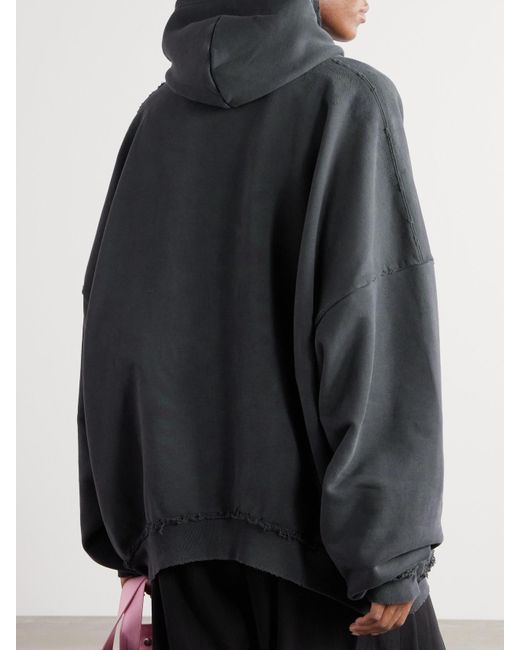 Sweat À Capuche En Jersey De Coton Imprimé Effet Vieilli Balenciaga en coloris Gray