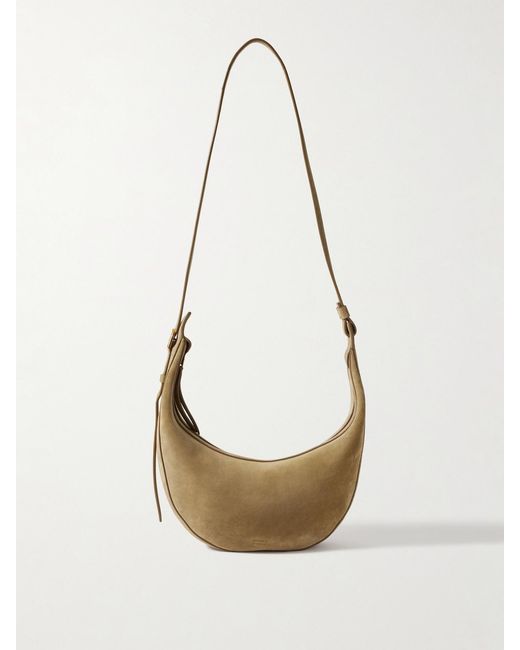Khaite White Augustina Small Suede Shoulder Bag
