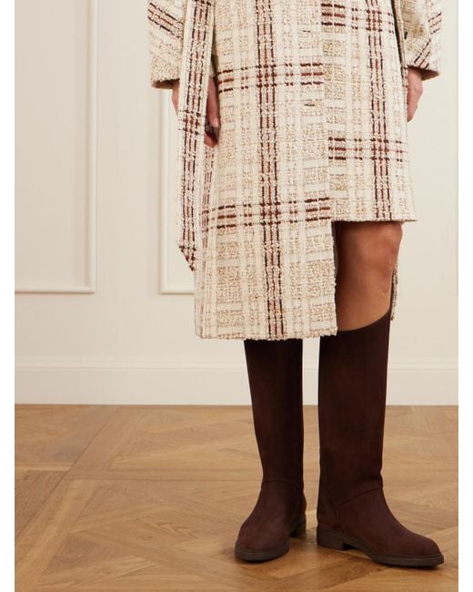 Loro Piana Brown Kilda Nubuck Knee Boots