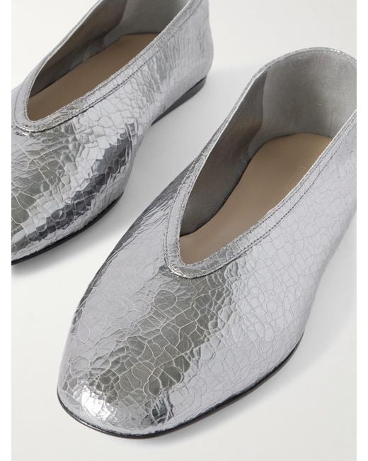 Le Monde Beryl White Luna Ballerinas Aus Metallic-Leder