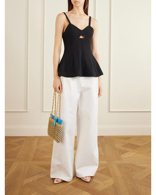 Jil Sander Blue Tangle Net Satin And Cotton Cord Shoulder Bag