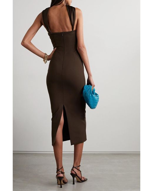 Et Ochs Brown Jackie Cutout Stretch-Jersey Midi Dress