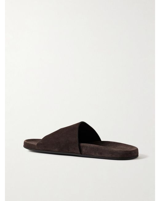 The Row White Hugh Suede Slides