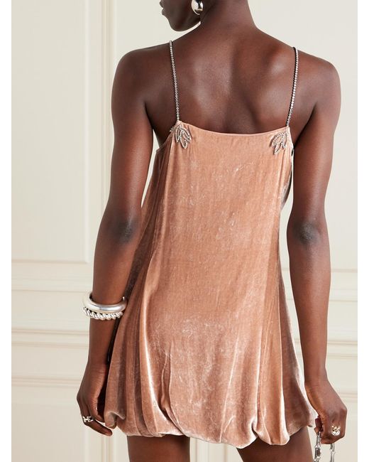 Rabanne Natural Embellished Velvet Mini Dress