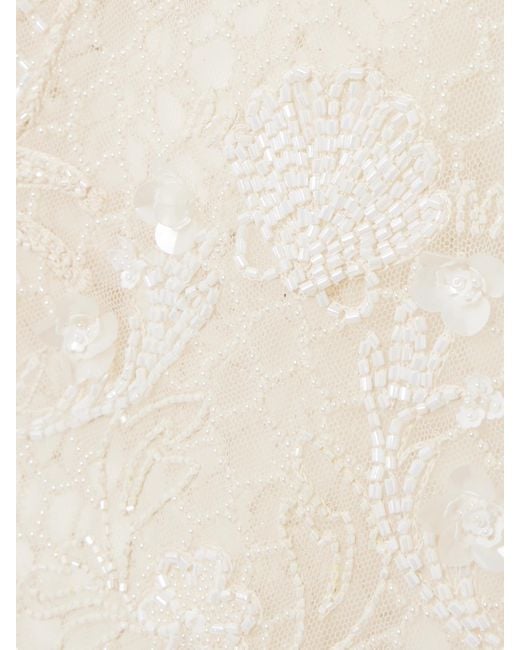 Clio Peppiatt Natural Cora Embellished Tulle Mini Dress