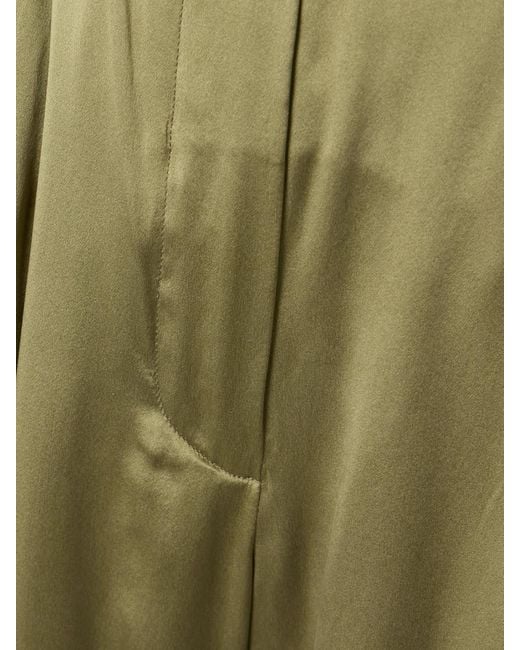 Zimmermann Green Belted Pleated Silk-Satin Wide-Leg Pants