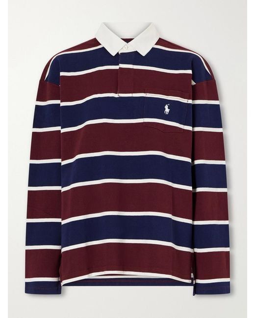 Polo Ralph Lauren Blue Logo-Embroidered Striped Cotton-Corduroy Polo Shirt