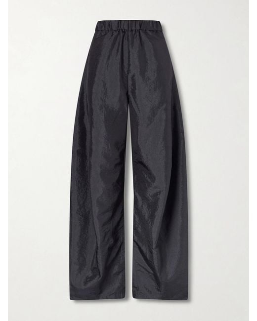 Tibi Blue Winslow Crinkled-Shell Barrel-Leg Pants