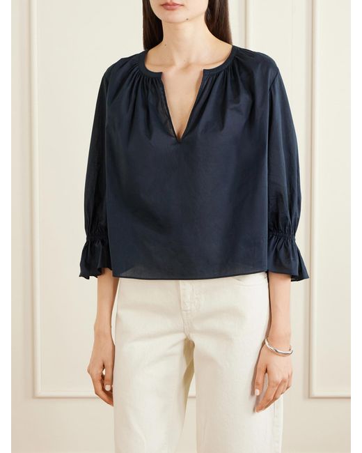 FRAME Blue Poet Cotton Blouse