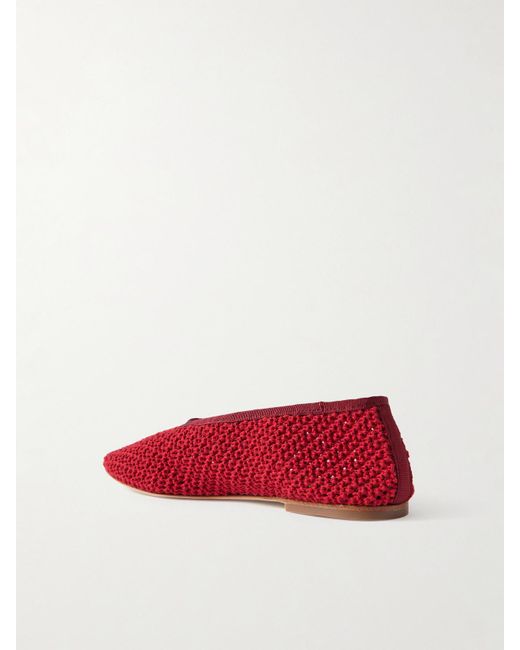 Staud Red Alba Ballerinas Aus Häkelmaterial Mit Ripsbandbesätzen